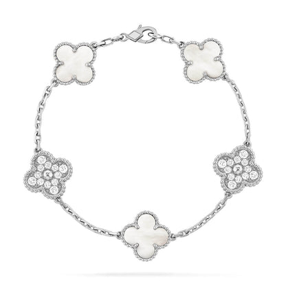 CLOVER WHITE PEARL MOP 5 MOTIF BRACELET COLLECTION