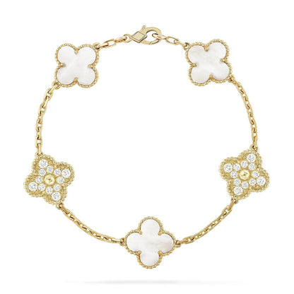 CLOVER WHITE PEARL MOP 5 MOTIF BRACELET COLLECTION