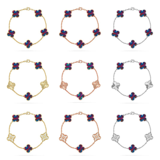 CLOVER 5 MOTIF COLOR GEMSTONES BRACELET COLLECTION