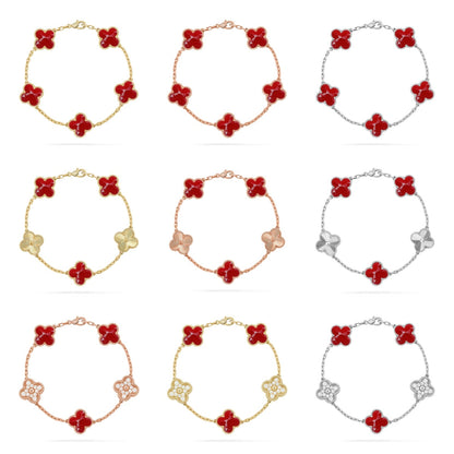 CLOVER 5 MOTIF RED PATTERN BRACELET COLLECTION