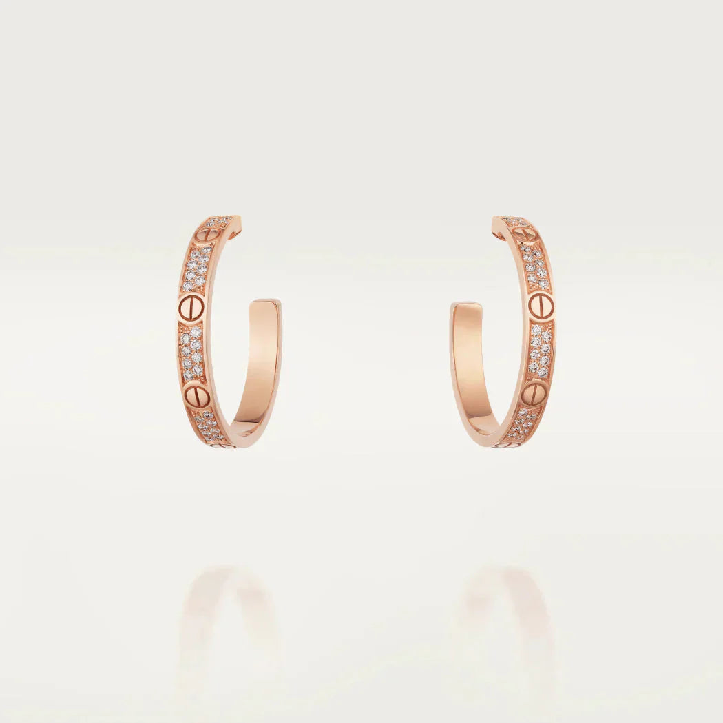 LUXEIFY LOVE DIAMOND PINK GOLD HOOP EARRINGS