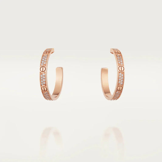 LUXEIFY LOVE DIAMOND PINK GOLD HOOP EARRINGS