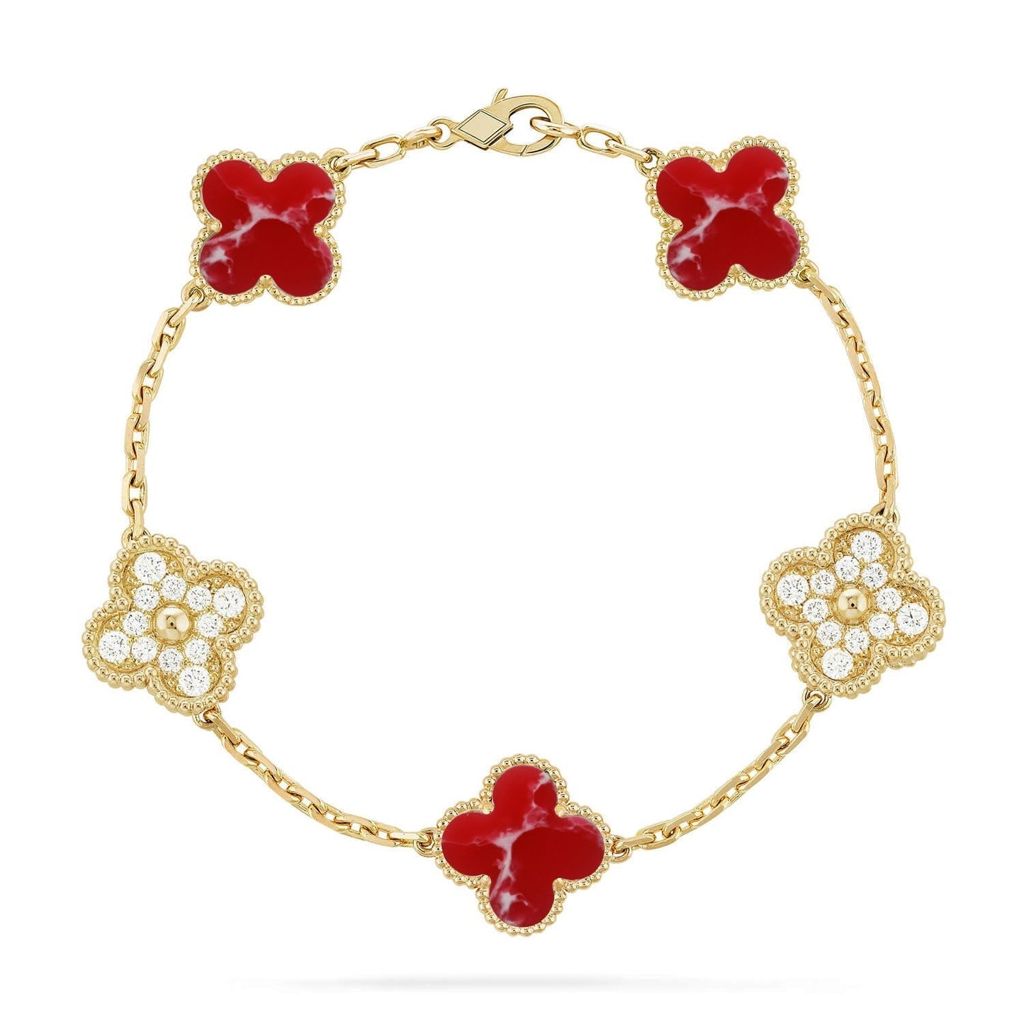CLOVER 5 MOTIF RED PATTERN BRACELET COLLECTION