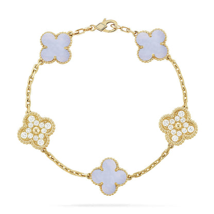 CLOVER 5 MOTIF PURPLE CHALCEDONY BRACELET COLLECTION