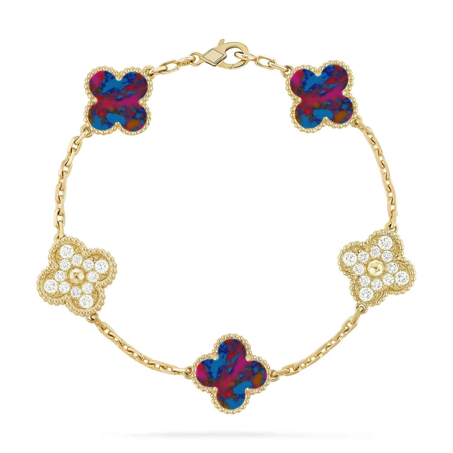 CLOVER 5 MOTIF COLOR GEMSTONES BRACELET COLLECTION