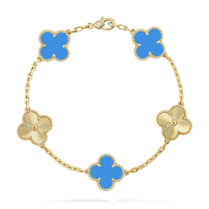 CLOVER 5 MOTIF BLUE AGATE BRACELET COLLECTION
