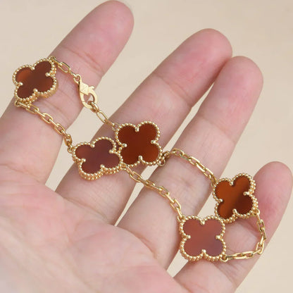 CLOVER 5 MOTIF RED CORNELIAN BRACELET COLLECTION
