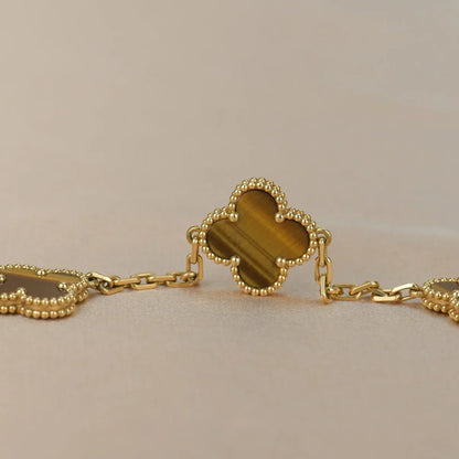 CLOVER 5 MOTIFS TIGER EYE BRACELET COLLECTION