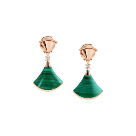LUXEIFY DREAM MALACHITE PINK GOLD EARRINGS