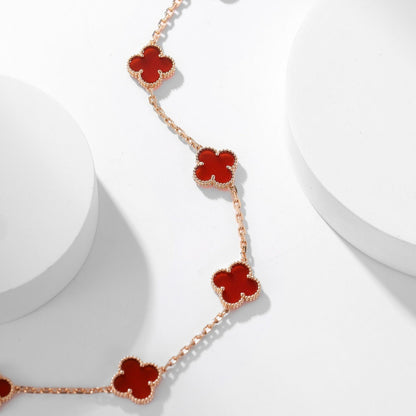 CLOVER 10 MOTIFS CARNELIAN NECKLACE