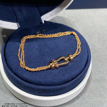 LUXEIFY FORCE SMALL HORSESHOE  DIAMOND CHAIN ROPE BRACELET