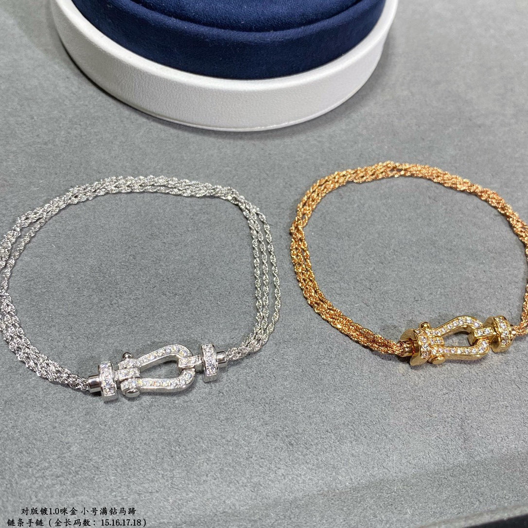 LUXEIFY FORCE SMALL HORSESHOE  DIAMOND CHAIN ROPE BRACELET