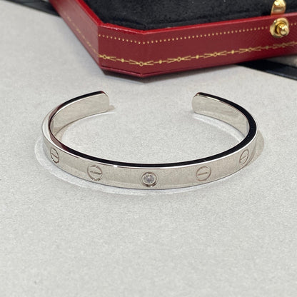 LUXEIFY LOVE BRACELET 6.1MM 1 DIAMOND OPEN CUFF