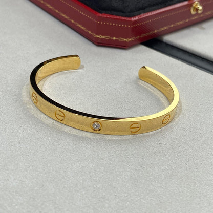 LUXEIFY LOVE BRACELET 6.1MM 1 DIAMOND OPEN CUFF