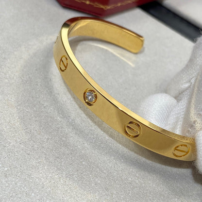 LUXEIFY LOVE BRACELET 6.1MM 1 DIAMOND OPEN CUFF