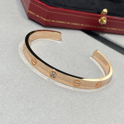 LUXEIFY LOVE BRACELET 6.1MM 1 DIAMOND OPEN CUFF