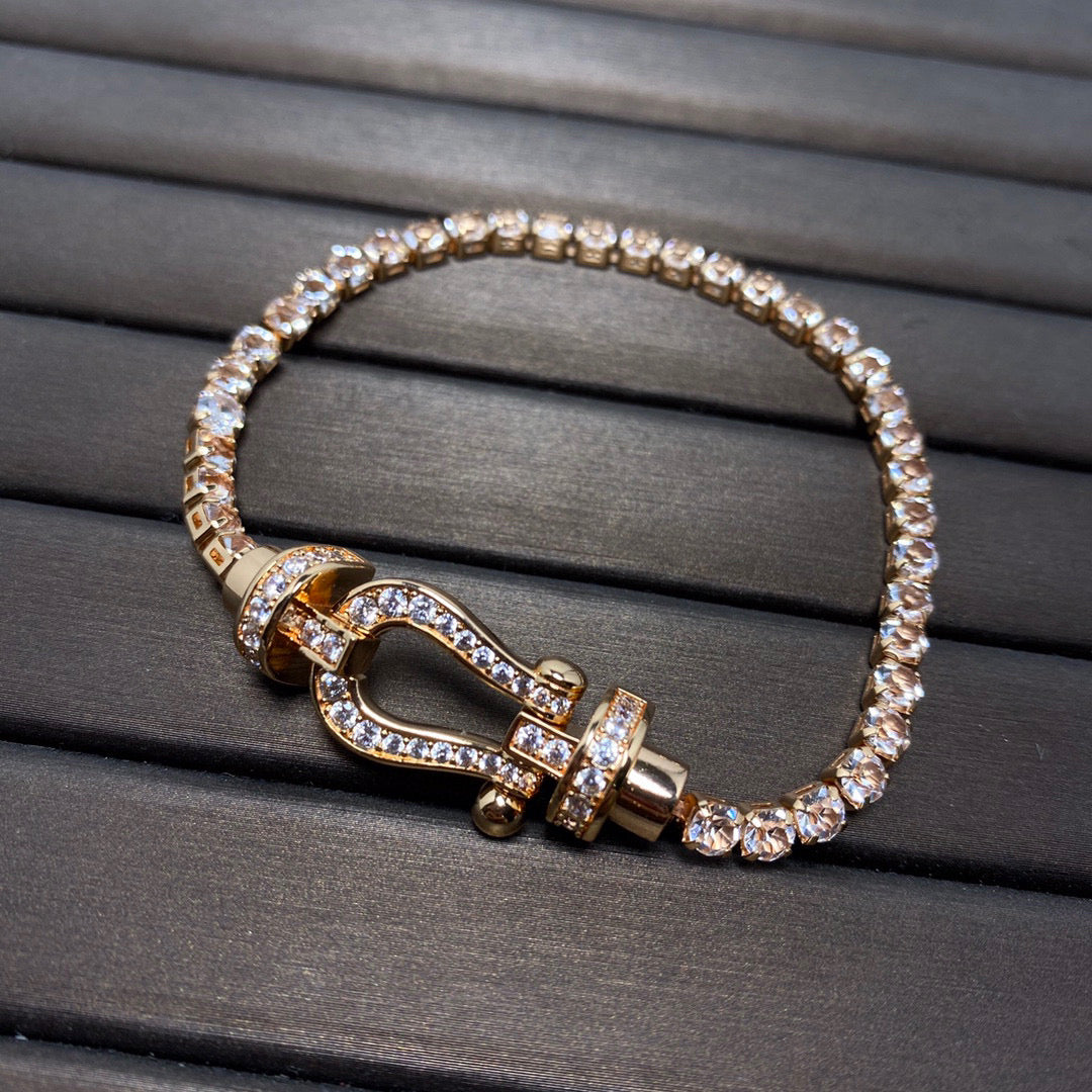 LUXEIFY FORCE  LARGE HORSESHOE FULL DIAMOND TENNIS BRACELET