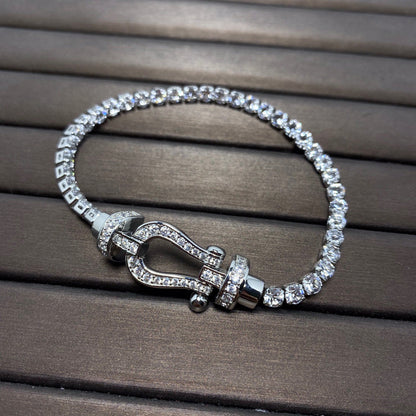 LUXEIFY FORCE  LARGE HORSESHOE FULL DIAMOND TENNIS BRACELET