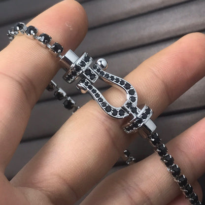LUXEIFY FORCE  LARGE HORSESHOE FULL DIAMOND TENNIS BRACELET