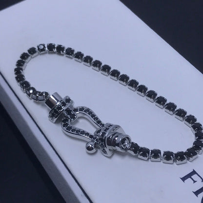 LUXEIFY FORCE  LARGE HORSESHOE FULL DIAMOND TENNIS BRACELET
