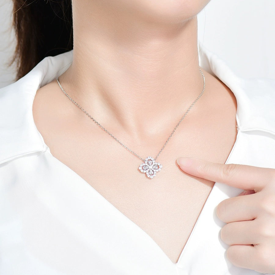 LUXEIFY LOOP NECKLACE FULL MOTIF DIAMOND 16MM MULTIPLE COLORS