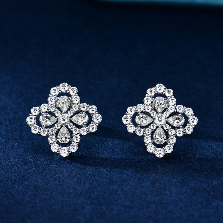 LUXEIFY LOOP EARRINGS FULL MOTIF DIAMOND 16MM SILVE