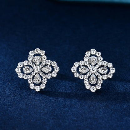 LUXEIFY LOOP EARRINGS FULL MOTIF DIAMOND 16MM SILVE