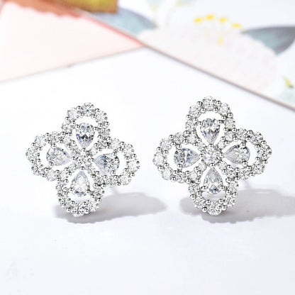 LUXEIFY LOOP EARRINGS FULL MOTIF DIAMOND 16MM SILVE