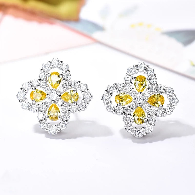 LUXEIFY LOOP EARRINGS FULL MOTIF DIAMOND 16MM SILVE