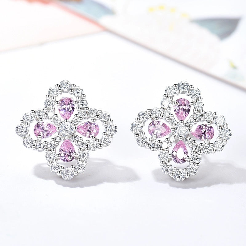LUXEIFY LOOP EARRINGS FULL MOTIF DIAMOND 16MM SILVE