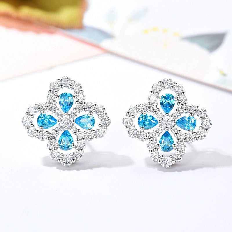 LUXEIFY LOOP EARRINGS FULL MOTIF DIAMOND 16MM SILVE