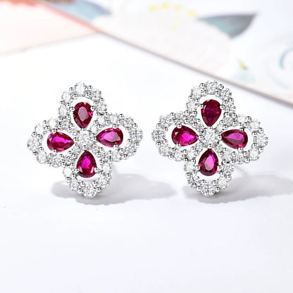 LUXEIFY LOOP EARRINGS FULL MOTIF DIAMOND 16MM SILVE