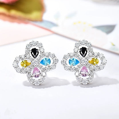 LUXEIFY LOOP EARRINGS FULL MOTIF DIAMOND 16MM SILVE