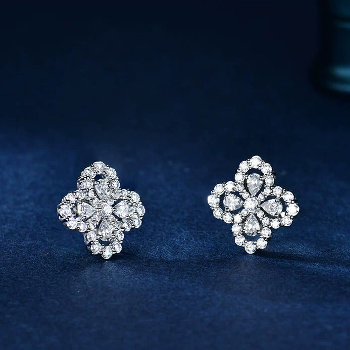 LUXEIFY LOOP EARRINGS FULL MOTIF DIAMOND 16MM SILVE