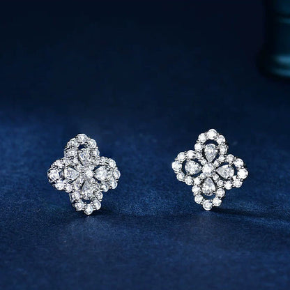 LUXEIFY LOOP EARRINGS FULL MOTIF DIAMOND 16MM SILVE