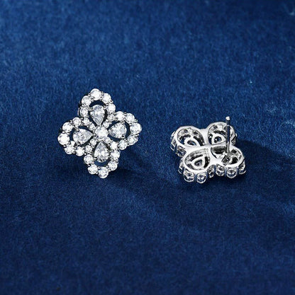 LUXEIFY LOOP EARRINGS FULL MOTIF DIAMOND 16MM SILVE
