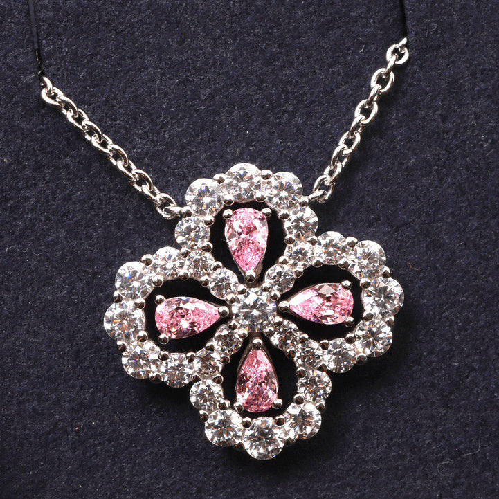 LUXEIFY LOOP NECKLACE FULL MOTIF DIAMOND 16MM MULTIPLE COLORS