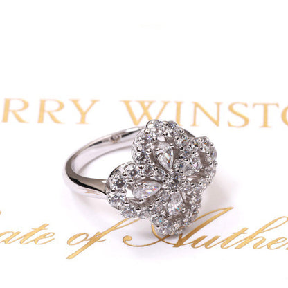 LUXEIFY LOOP RING FULL MOTIF DIAMOND 16MM SILVE