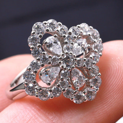 LUXEIFY LOOP RING FULL MOTIF DIAMOND 16MM SILVE