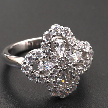 LUXEIFY LOOP RING FULL MOTIF DIAMOND 16MM SILVE