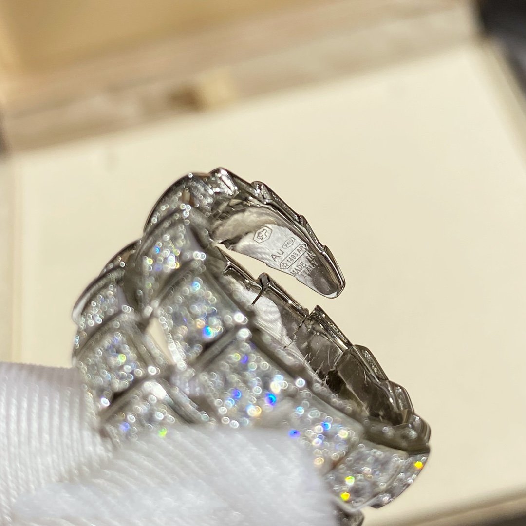 LUXEIFY SERPENTI DOUBLE RING SILVER DIAMOND PAVED