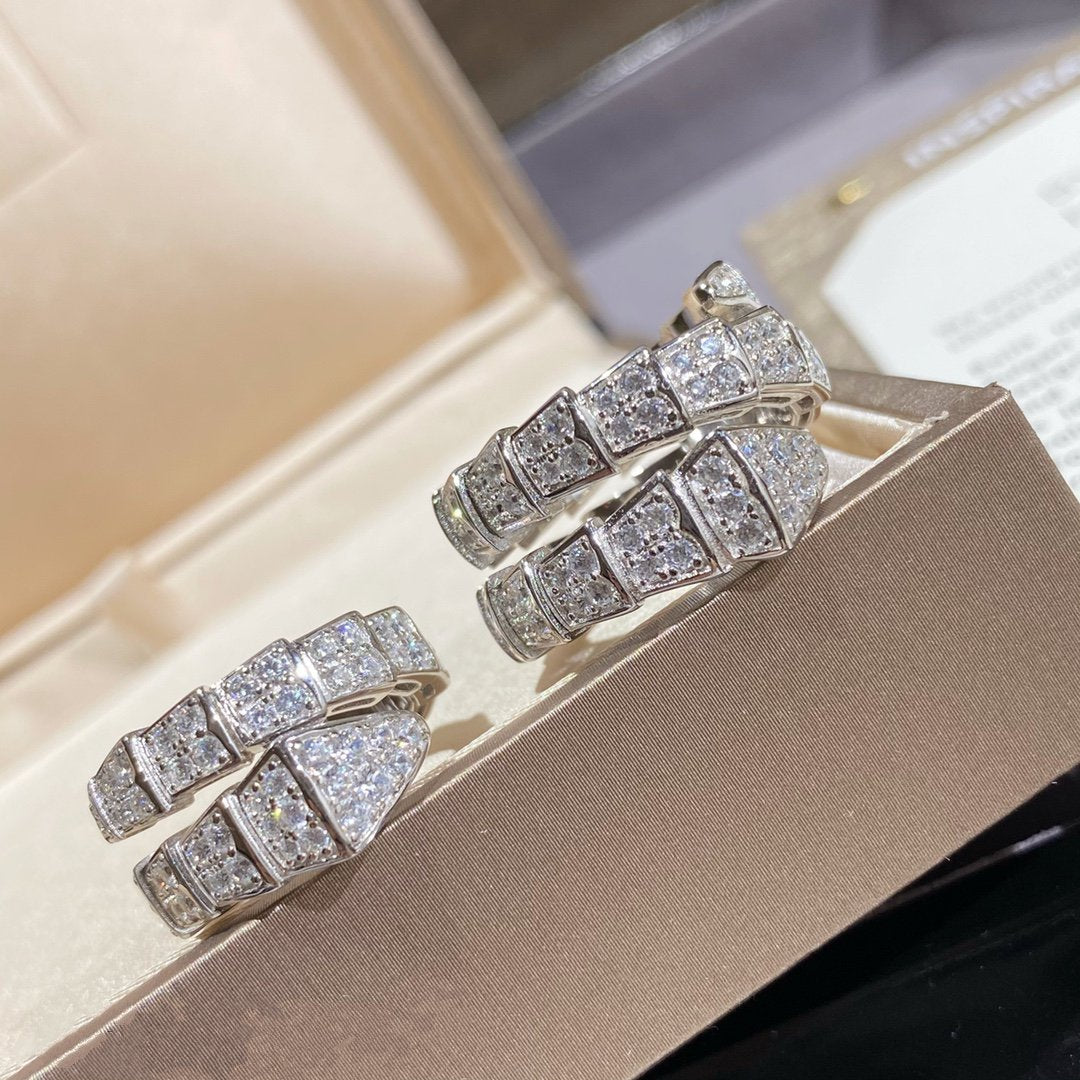 LUXEIFY SERPENTI DOUBLE RING SILVER DIAMOND PAVED