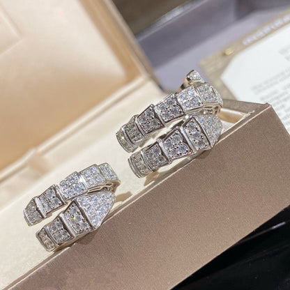 LUXEIFY SERPENTI DOUBLE RING SILVER DIAMOND PAVED
