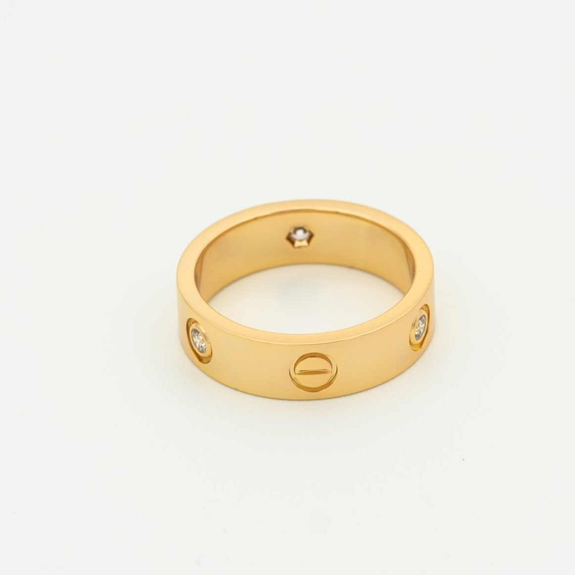 LUXEIFY LOVE RING 5.5MM 3 DIAMONDS PINK GOLD
