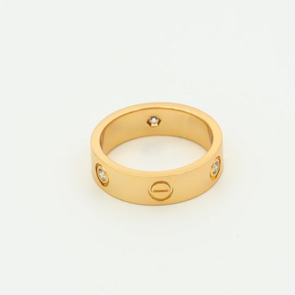 LUXEIFY LOVE RING 5.5MM 3 DIAMONDS PINK GOLD