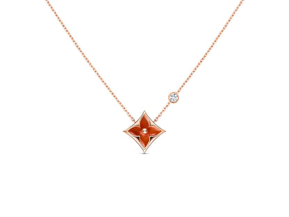 LUXEIFY STAR NECKLACE PINK GOLD 1 DIAMOND