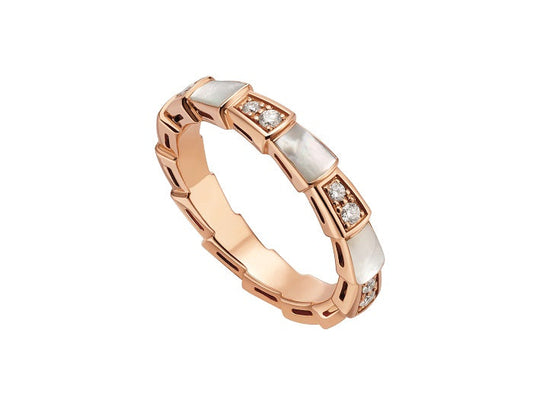 LUXEIFY SERPENTI RING PINK GOLD DIAMOND MOP 3MM