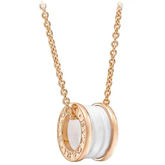 LUXEIFY ZERO 1 WHITE CERAMIC PINK GOLD DIAMOND NECKLACE