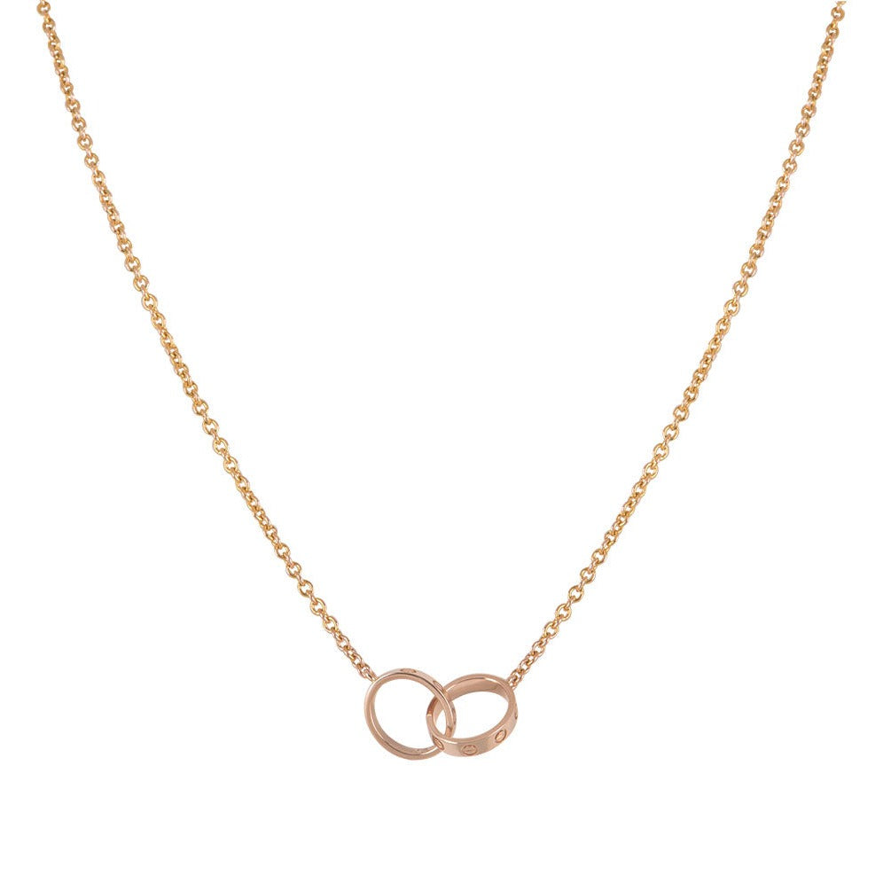 LUXEIFY LOVE NECKLACE DOUBLE RING PINK GOLD