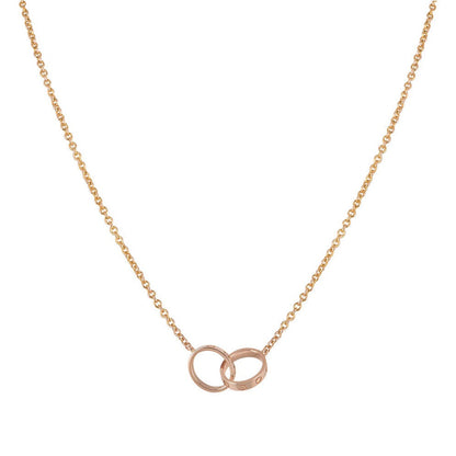 LUXEIFY LOVE NECKLACE DOUBLE RING PINK GOLD